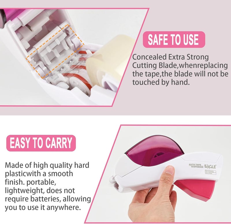 MFBJXC Automatic Tape Dispenser for Wrapping Gifts, Handheld Packaging Tape Dispenser Gun with Cutter, Dispensers for Adhesive Tapes-White - Image 4